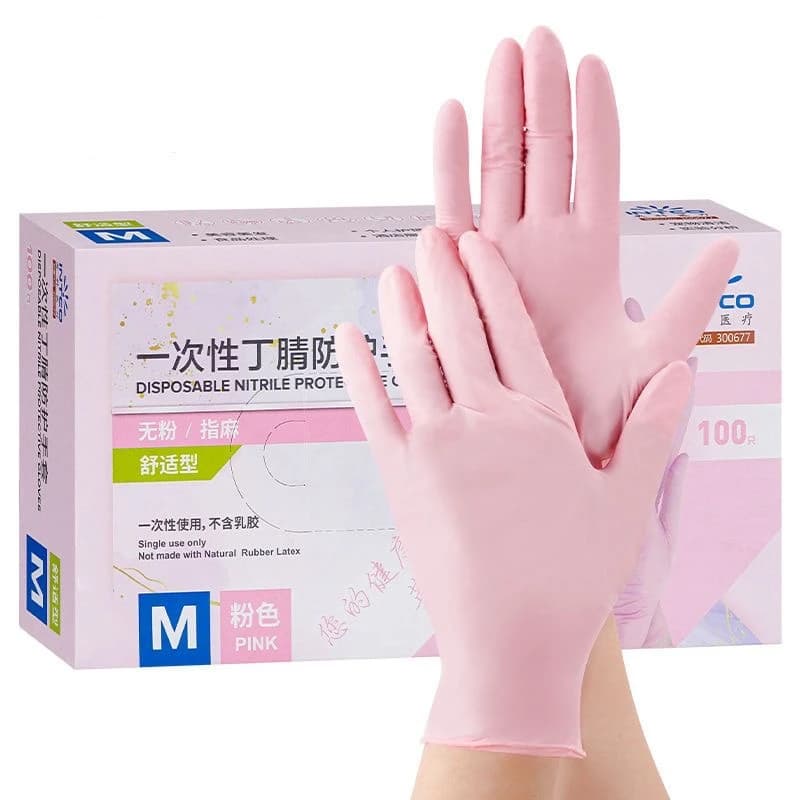 20/50/100PCS Guanti in nitrile rosa Guanti in lattice usa e getta senza polvere per la pulizia della casa Salone di bellezza Lavoro Guanti da cucina
