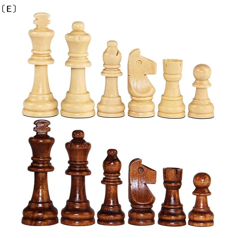 〔E〕Set di 32 Pezzi Scacchi in Legno da 2,2 Pollici, Gioco di Scacchi Internazionale, Accessori per Intrattenimento〔Winter5〕