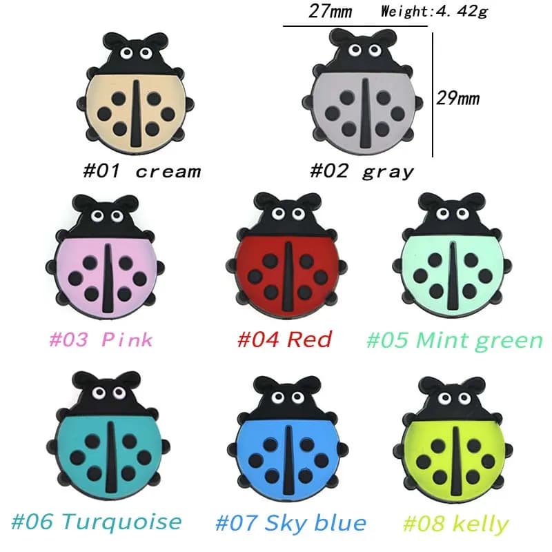 5 pezzi mini coccinella perline in silicone animale collana in silicone perline accessori fai da te per la creazione di gioielli