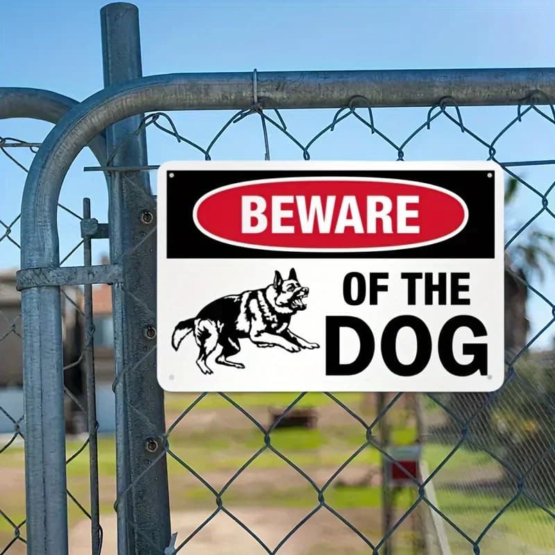 Metal "Beware of Dog" Warning Sign - Iron Safety Notice Board, with Pre-Drilled Holes for Secure Installation - Durable Out