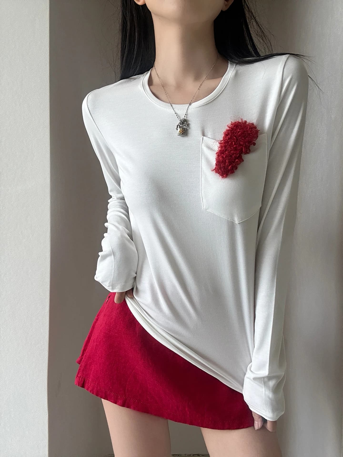 Loose Feel Base Layer Shirt Women's Long Sleeve T-Shirt Inner Wear Basic Style White Underwear Casual Style Cotton Village
