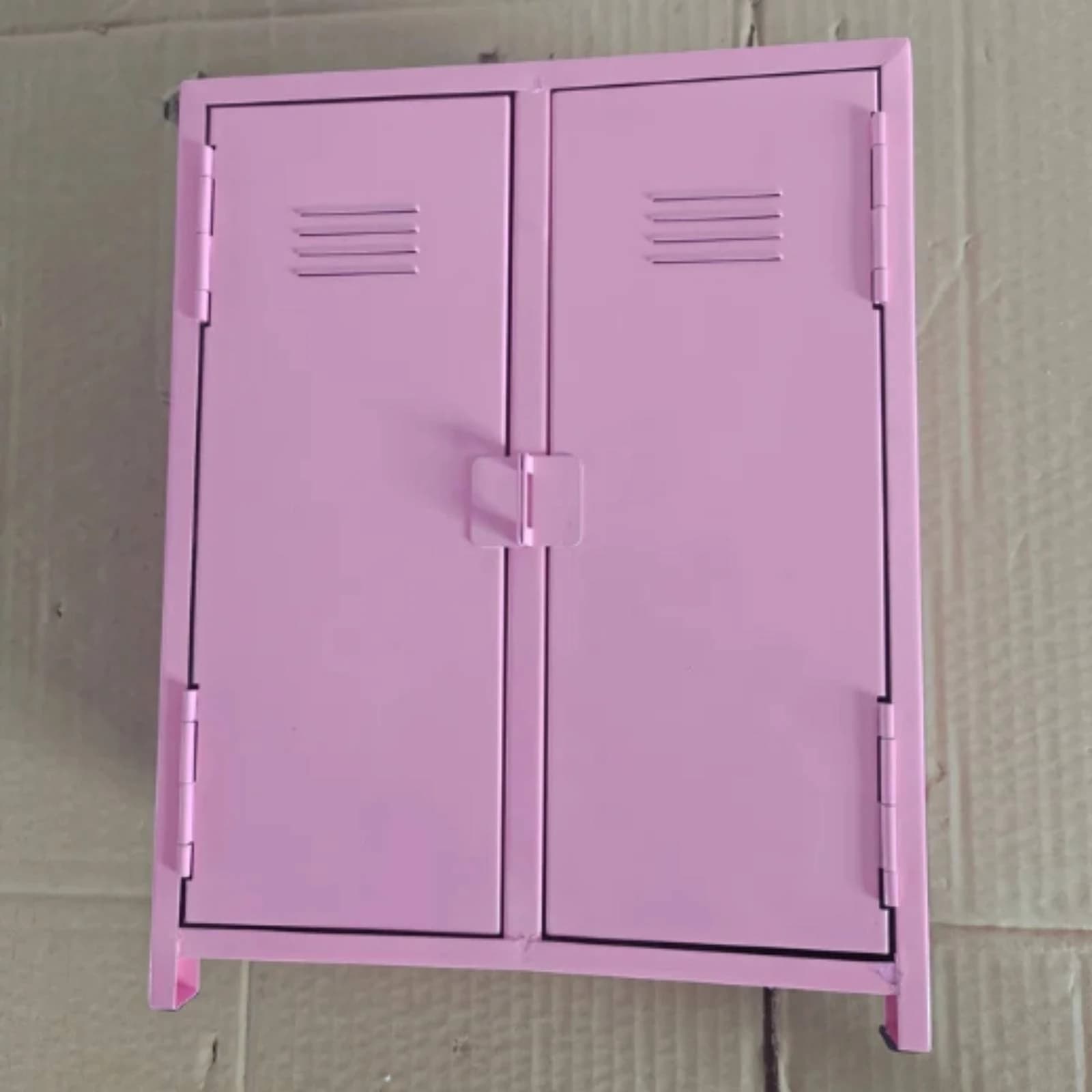 Desktop Storage Cabinet Double-Door Tabletop Organizer with Doors Metal Cabinet with Doors Compact for Students, Office Desk