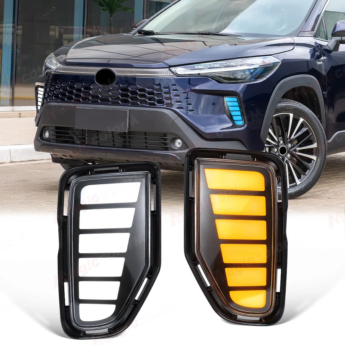 DRL Per Toyota Corolla Cross 2024 2025 LED Luci Diurne Indicatori di direzione Fendinebbia Paraurti Anteriore Fari Auto Luci Diurne