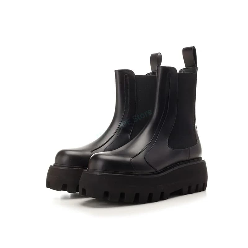 Scarpe casual da uomo di marca Scarpe slip on alte in vera pelle Designer di lusso Stivali da uomo con plateau gotico nero