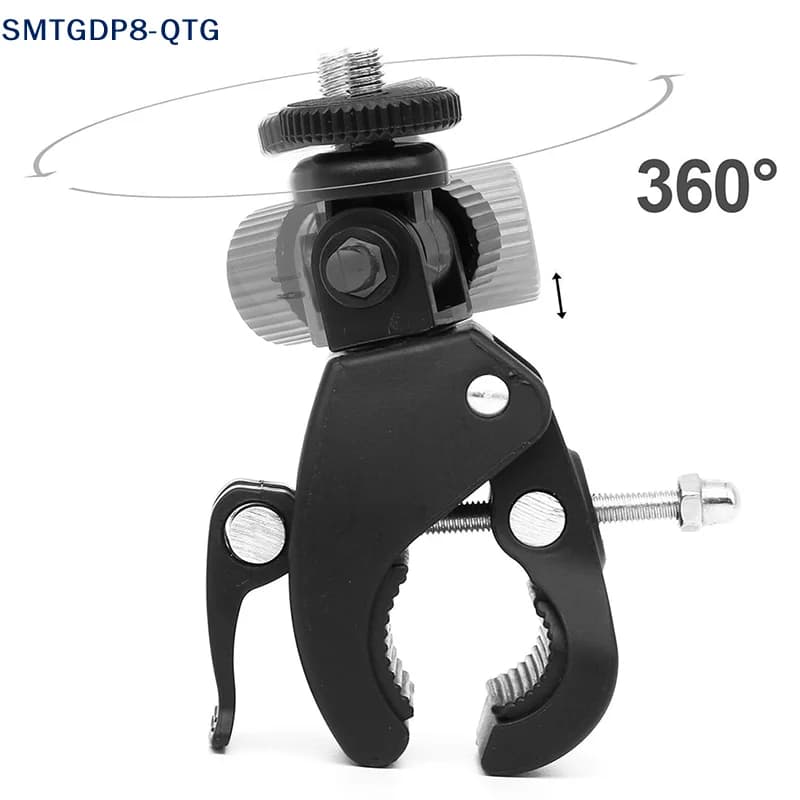 Nuovo morsetto a sgancio rapido per montaggio su manubrio bici con attacco 1/4 per treppiede per fotocamera DV