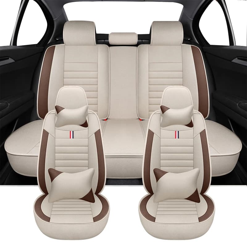 Universal Complete Set Linen Car Seat Covers for Toyota Avensis T25 Yaris Corolla E150 Raise Prius Camry Interior Car Accessories