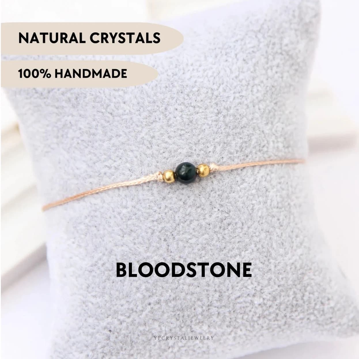 Bracciale con cordoncino personalizzato Bloodstone da 4 mm Bracciale con perline semplici