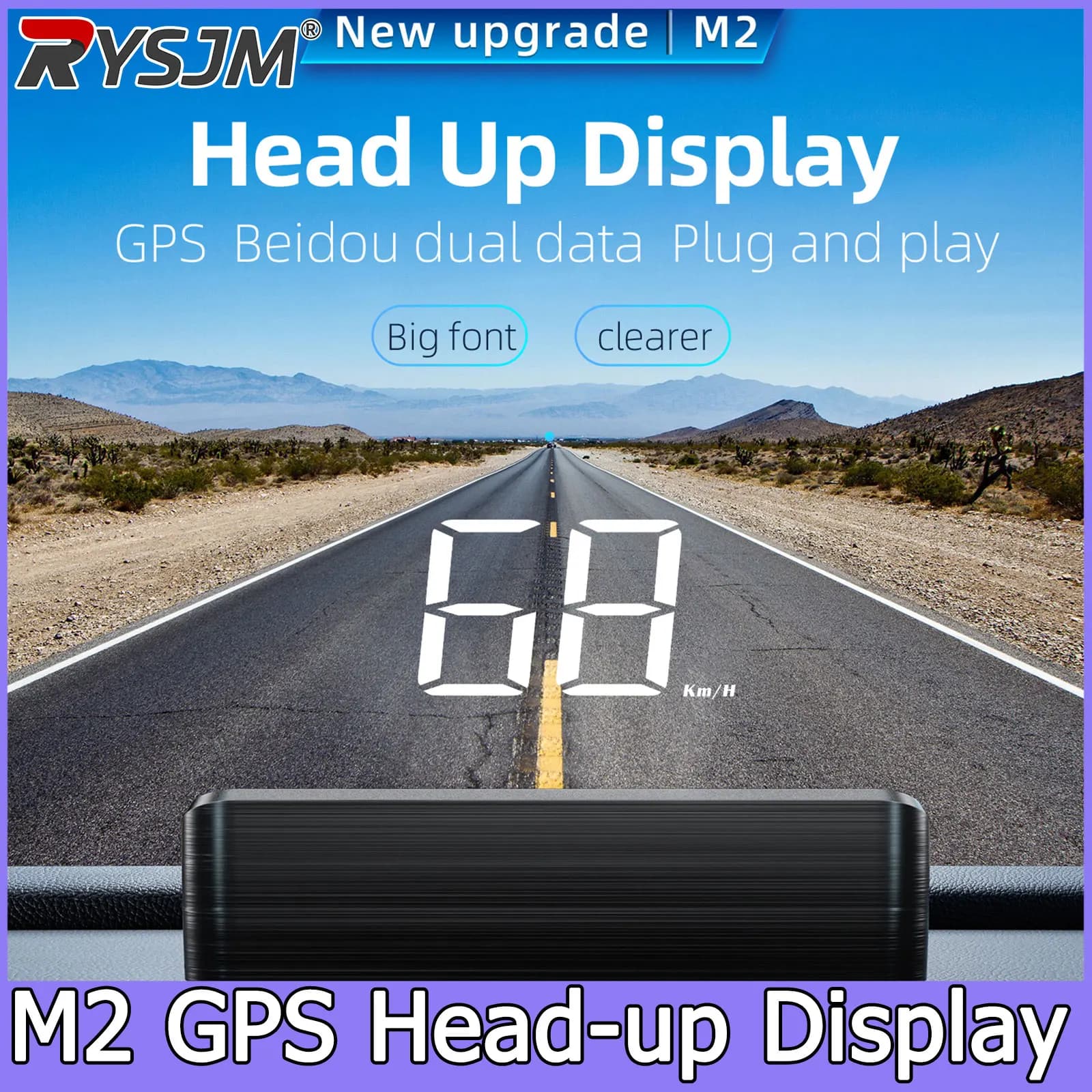 Display Head-up M2 HD per Auto, Tachimetro GPS KM/H, Proiettore Digitale HUD sul Parabrezza, Accessorio Elettronico Universale per Auto