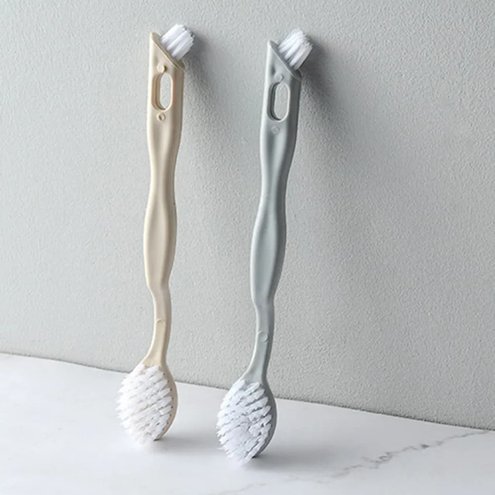 2 spazzole per scarpe con manico in legno robusto, spazzola con setole per scarpe, vestiti, letto, pavimento, strumento di pulizia multiuso, antiscivolo, comodo