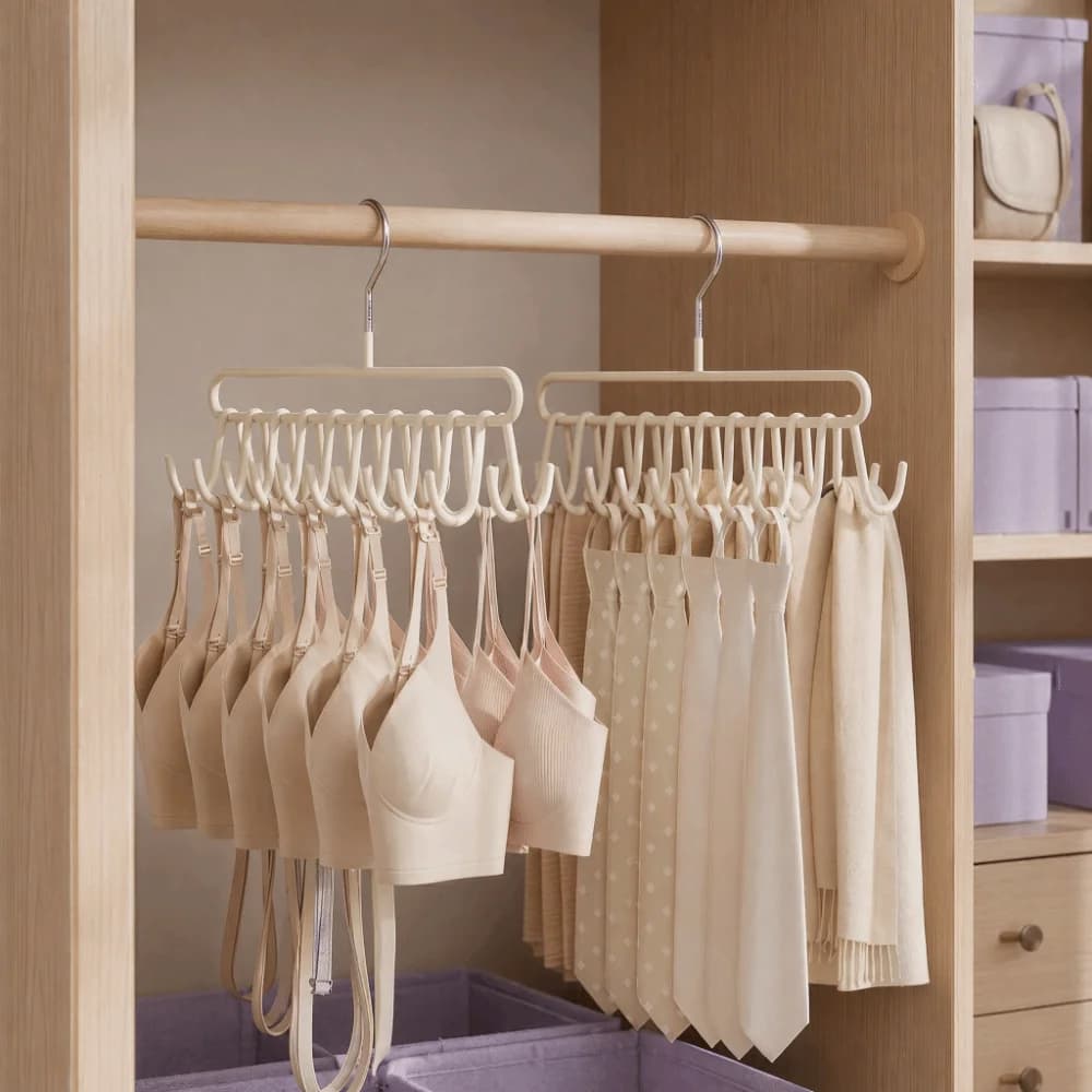 2PCS Practical 20 Hooks Camisole Bra Hook Metal Non-slip Clothes Hanger Space Saving Tie Belt Hanger Closet Organizer