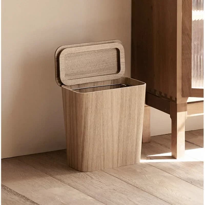 Cestino della spazzatura in legno da soggiorno grande con coperchio bidone della spazzatura semplice bidone della spazzatura domestico contenitore della spazzatura Versatile e pratico