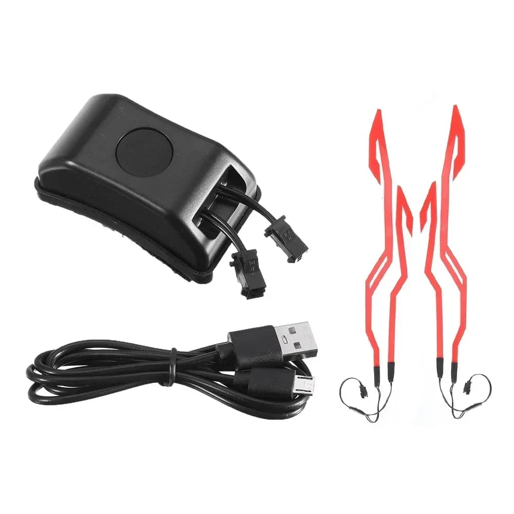 4-in-1luce fredda adesivo luminoso universale casco moto aggiornato striscia di guida notturna segnale LED striscia lampeggiante caricatore USB