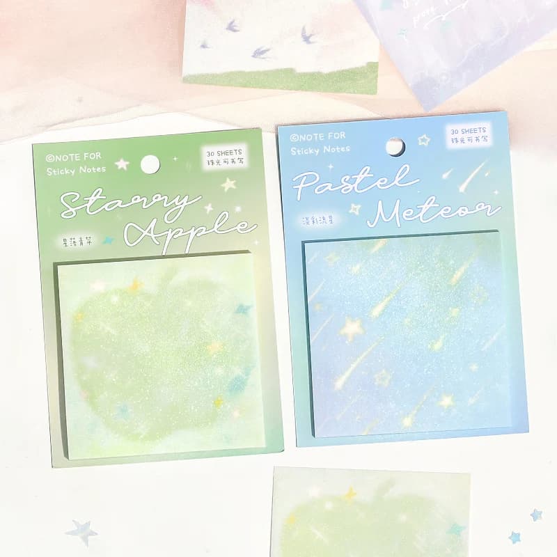 TIANZI 30 Pcs Starlight Sticky Notes - Flowing Dreams Collection Series (Dreamy Instagram Style Journal Notes & Memo Stickers)