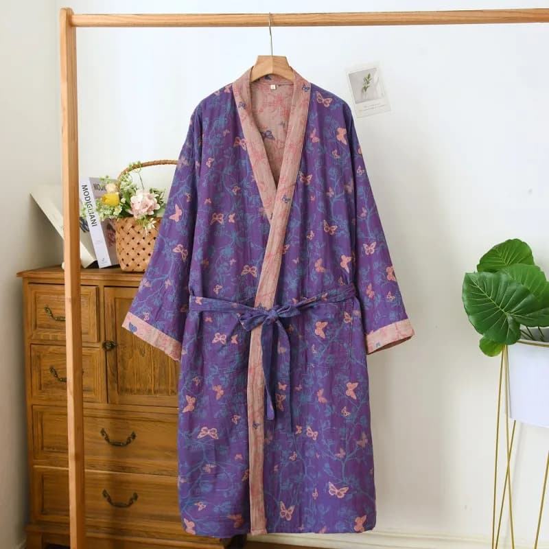Spring Autumn New Flower Fresh Kimono Robes Women Bathrobes 100% Cotton Japanese Female Elegant Print Nightgowns Home Robes