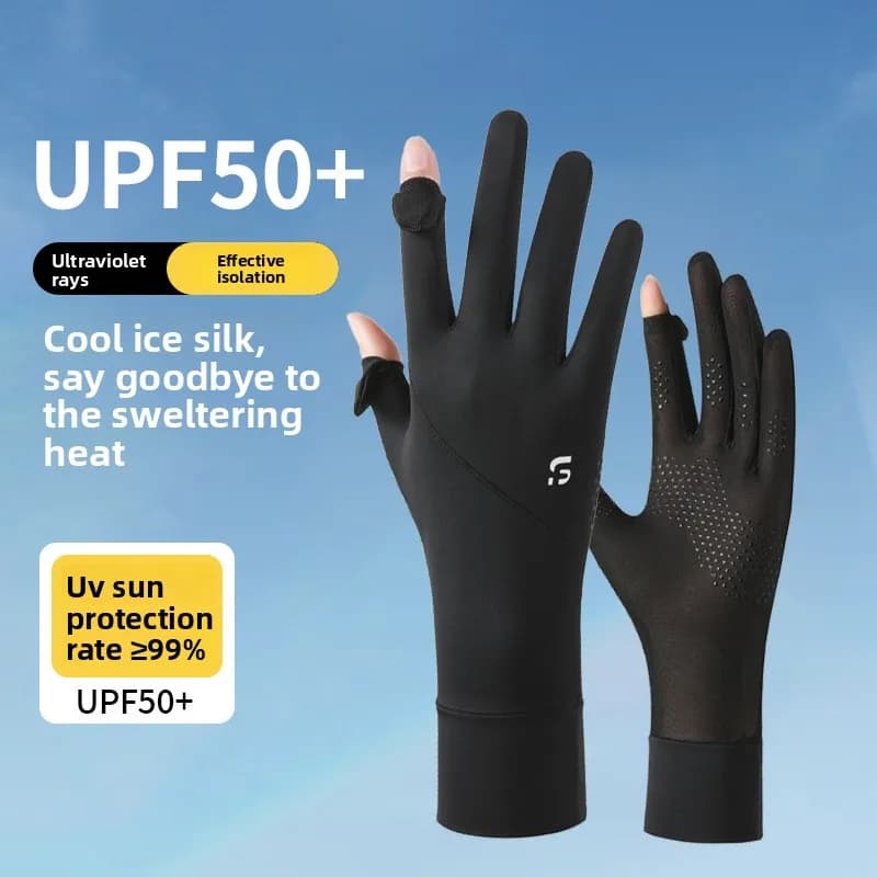 Women's Ice Silk Gloves, UV Protection, Touch Screen, Cycling, Anti-slip, Summer Slim Gloves for Women's Solar Protection