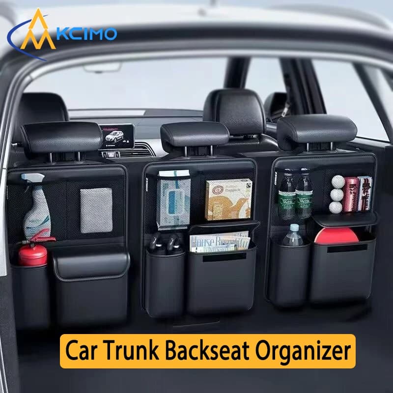 Kcimo Borsa portaoggetti per bagagliaio per auto in pelle PU Organizzatore pieghevole per attrezzi Organizzatore multifunzionale per appendere il sedile posteriore Suv