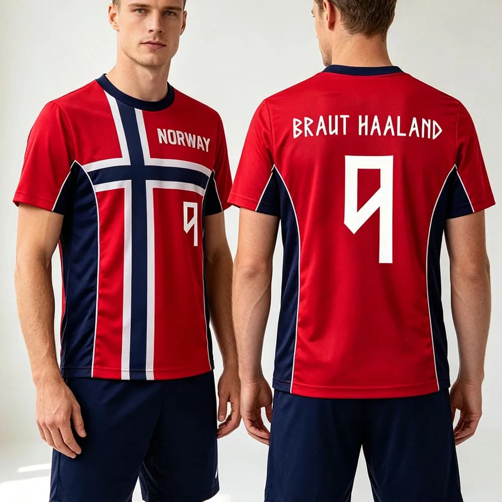 Norway round neck football T-shirt loose casual unisex street daily 3D digital printed T-shirt