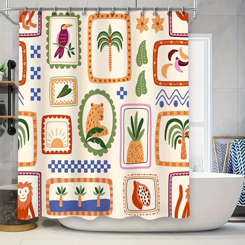 Decorative bathroom curtain with exotic animal print – perfect addition to the decor of your home!