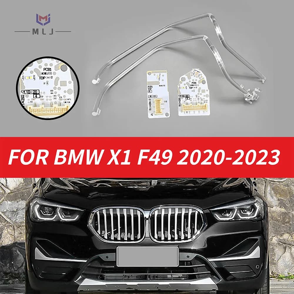 Striscia LED DRL con piastra guida, tubo e anello luminoso bianco per BMW X1 F49 2020-2023, chip per luce di marcia diurna
