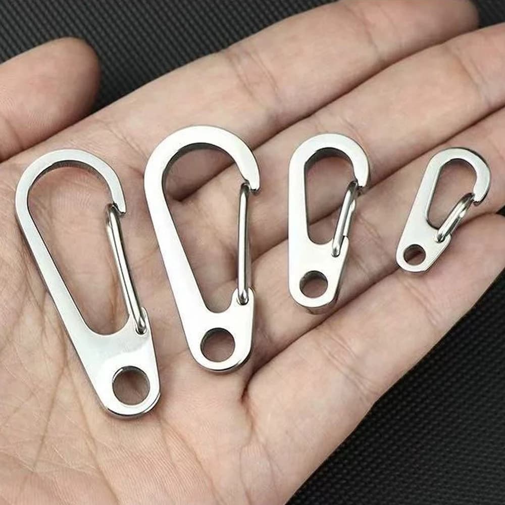2 pezzi in acciaio inossidabile piccolo mini moschettone clip portachiavi con moschettone a molla per portachiavi fai da te accessorio per gioielli zaino da campeggio
