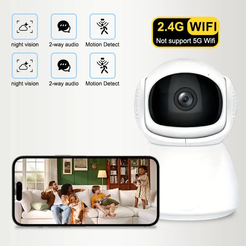 Telecamera PTZ wireless Telecamera IP interna Sorveglianza Wi-Fi per telecamera di sicurezza domestica Telecamera CCTV per visione notturna Telecamera per cani da compagnia
