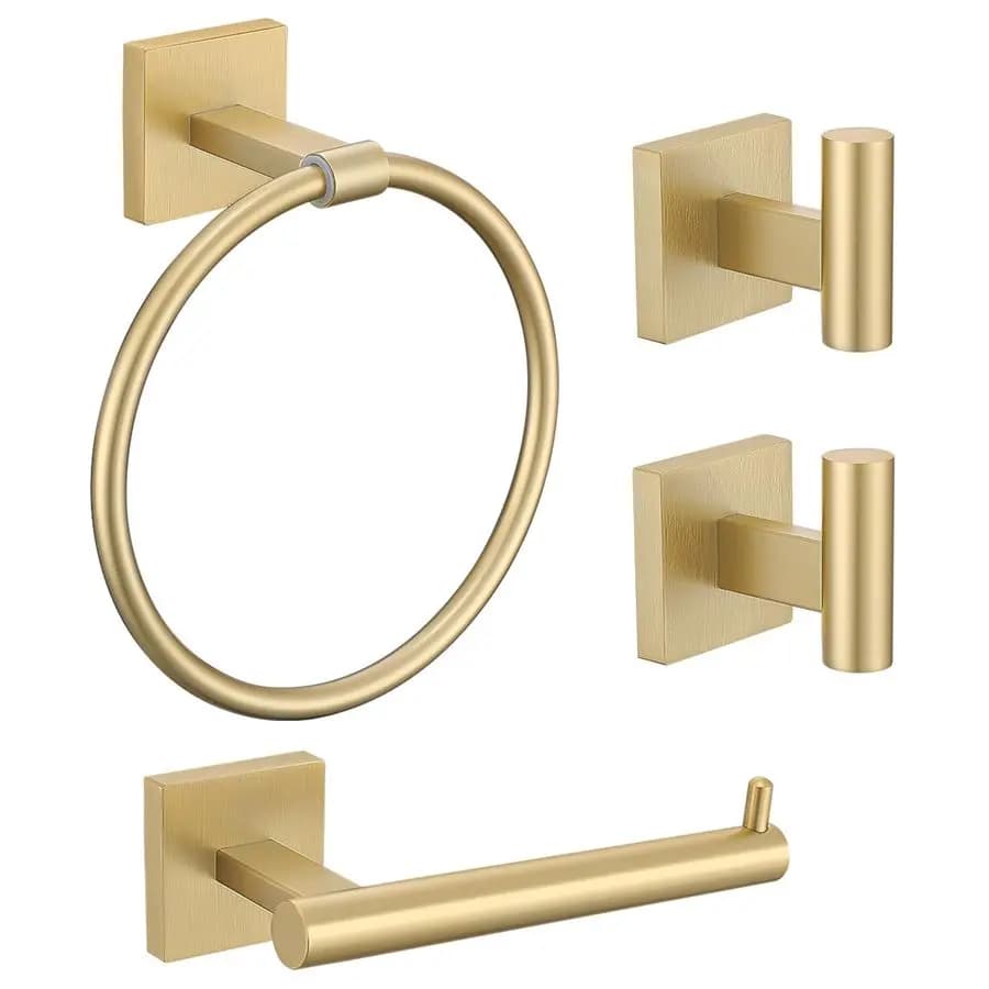 Set di anelli Set di accessori per il bagno da 4 pezzi include anello portasciugamani 2 ganci porta asciugamani e porta carta igienica in acciaio inossidabile a parete Br