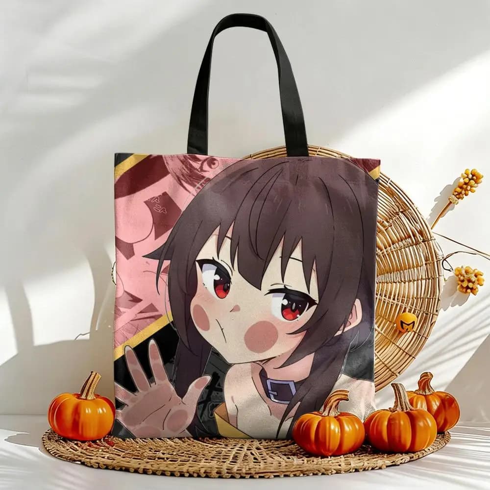 Storage Bags Canvas Cute M-Megumin Double-Sided Print Shoulder Handbag Reusable Eco-Friendly Shopping Tote Bag