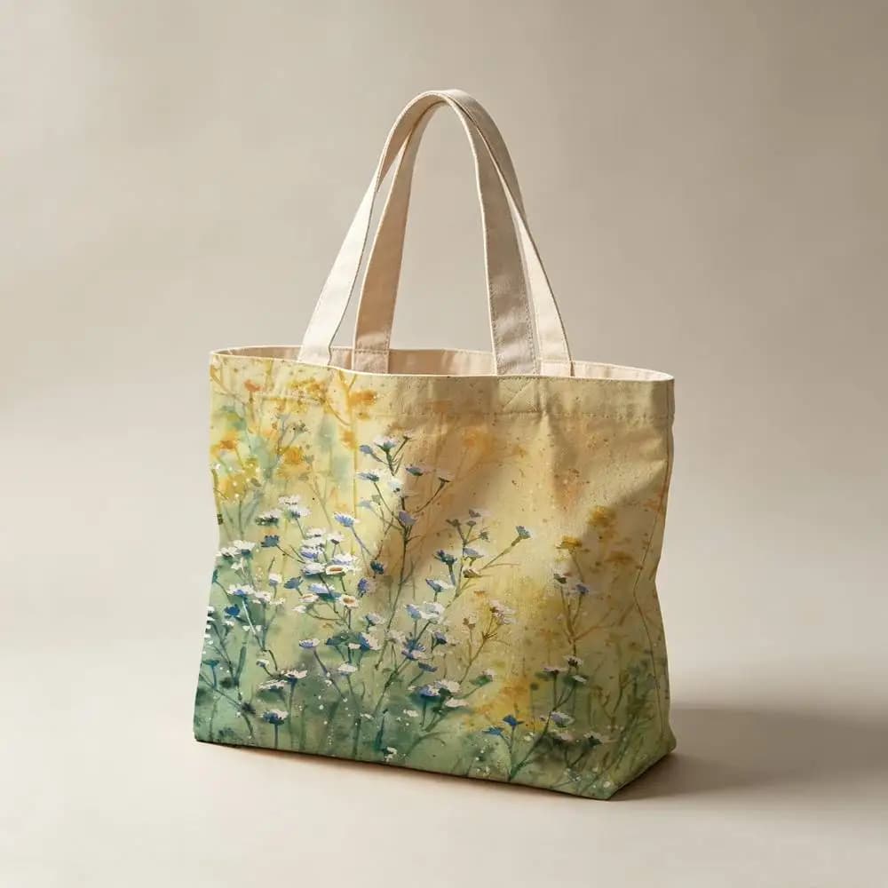 Flowers Canvas Tote Bag Waterproof Lining Large Capacity Reusable Shopping Bags Casual Student Daily Handbag