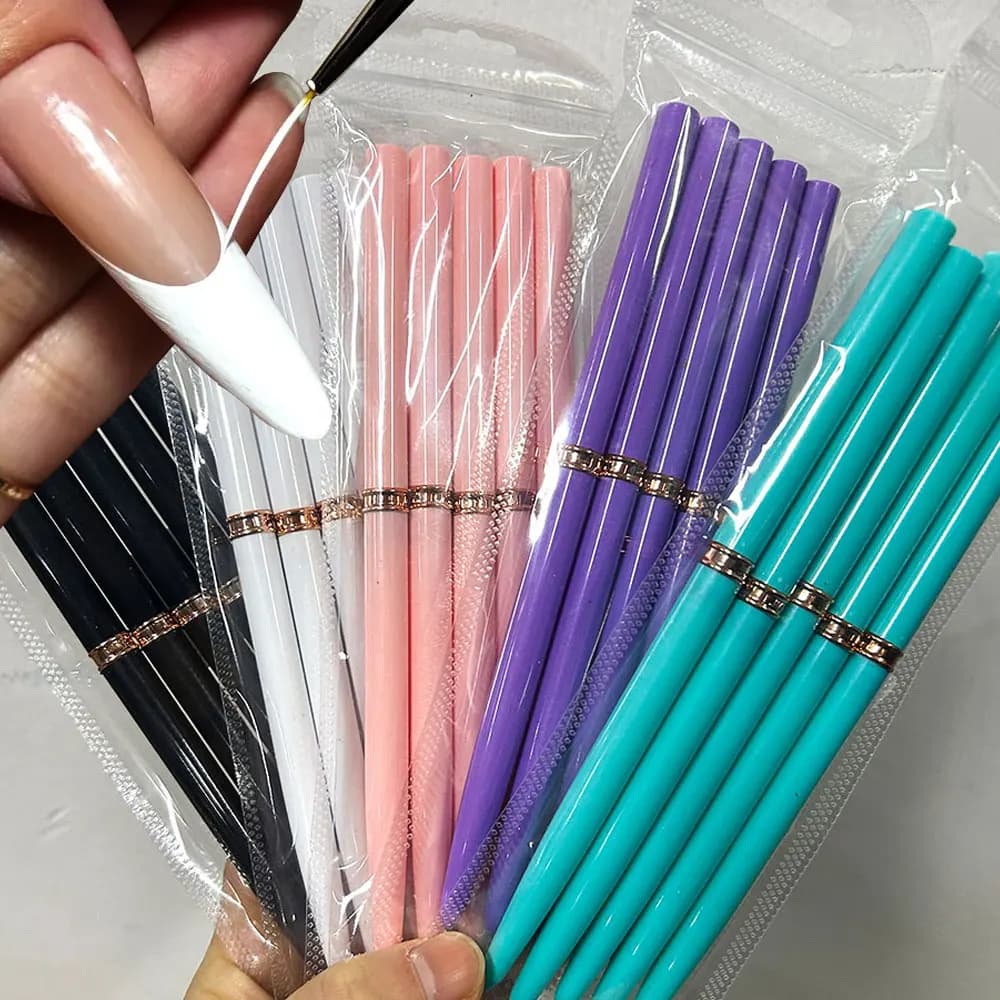 5/10 pezzi pennelli per nail art set dimensioni 7/9/11/15/25mm linee lunghe/penna da disegno fine strumenti per pittura smalto gel UV per unghie (5 colori)