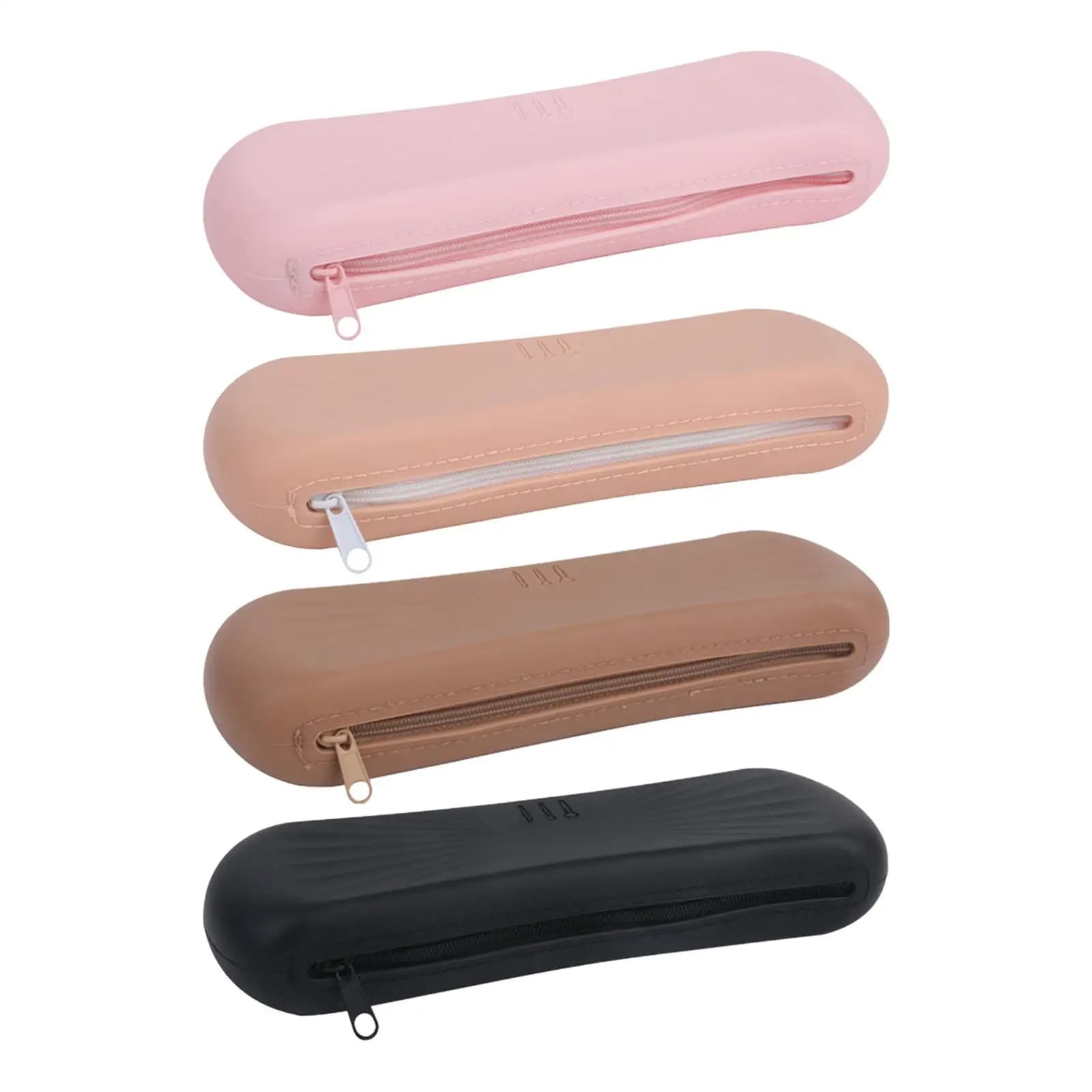 Porta pennelli per trucco da viaggio in silicone Borsa per trucco portatile con apertura laterale con cerniera morbida Borsa per pennelli per trucco piccola riutilizzabile