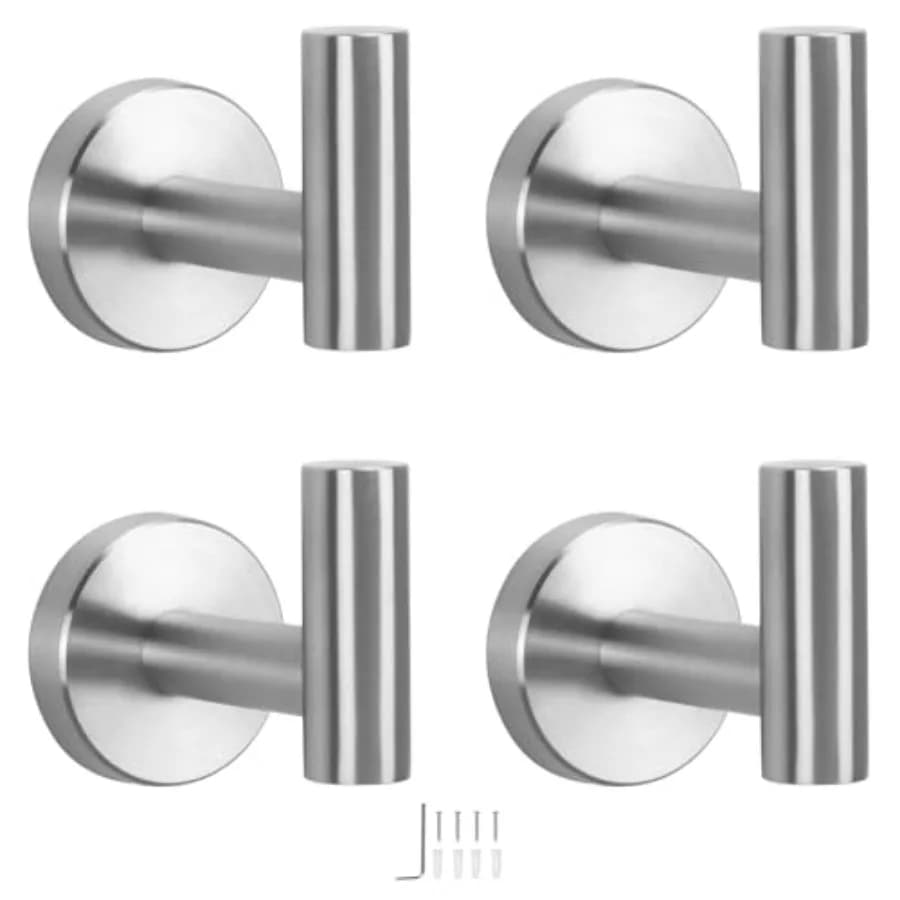 Bath Towel Hooks- SUS 304 Stainless Steel Robe Hook Holder, Heavy Duty Coat Hook for Bathroom Livingroom Hotel Kitchen Garage,