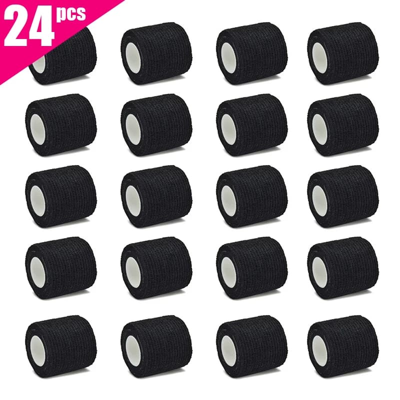 6 pieces/12 pieces/24 pieces 5 cm * 4,5 m black gauze sports band self-adhesive elastic band to fix fingers, wrists and