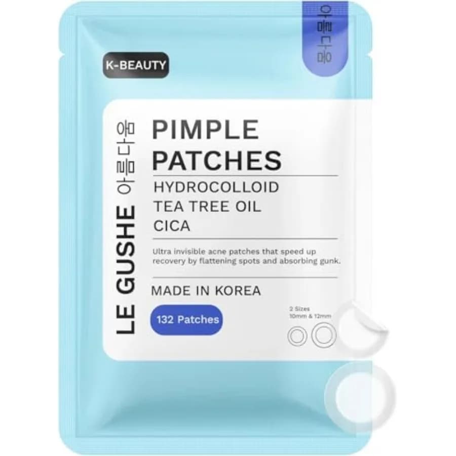 LE GUSHE Korean Pimple Patches for Face 32 Dots - Hydrocolloid Acne Patches with Tea Tree Oil - Invisible Zit Stickers - Dermat