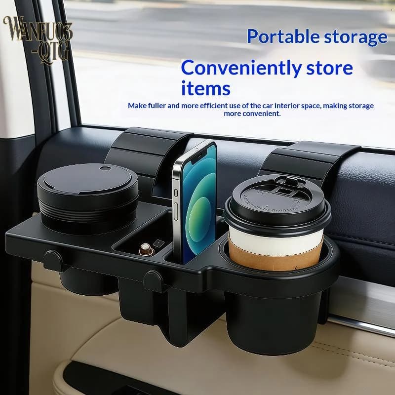 Portable Car Door Cup Holder Car Window Multifunctional Storage Organizer Cell Phone Storage Box Cup Holder With Hanging Hooks