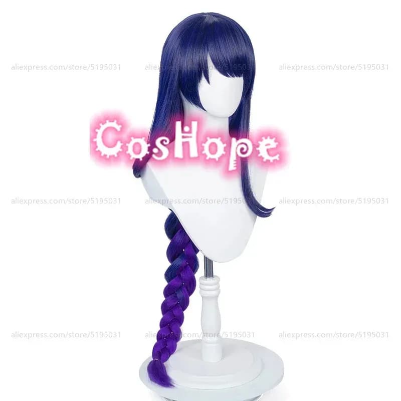 Baal Raiden Shogun 85cm Blue Purple Anime Cosplay Wig Heat Resistant Synthetic Wigs Hair