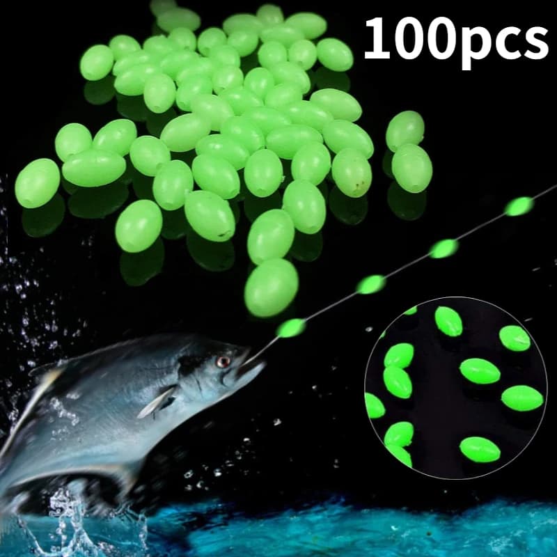 100 pcs/Lot Oval Night Luminous Fishing Beads Incandescent Sea Fishing Richness Esca Beads Floating Fishing Equipment Rig 4/5/6/8mm