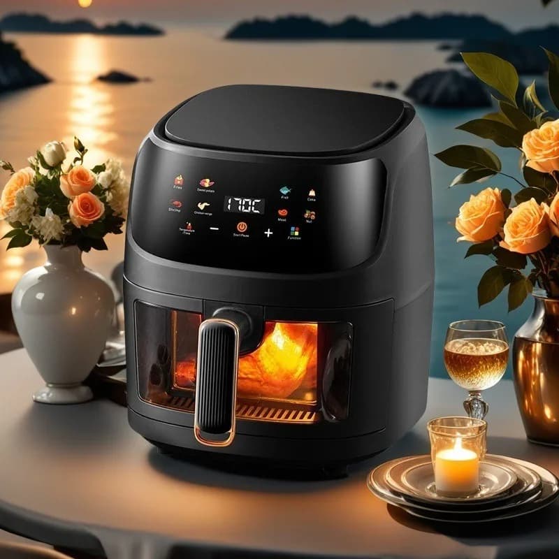 Multifunctional Touch Screen Air Fryer 8L 15L Large View Window Electric Cooker Multi Plug For Household Food Baking