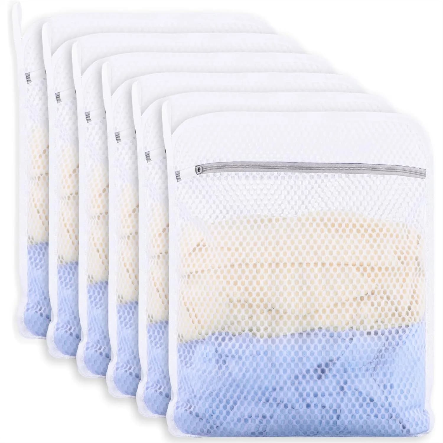 Set di 6 Sacchetti a Nido d'Ape per Bucato Delicato - 12x16 Pollici con Cerniere Robuste, Proteggono i Vestiti in Lavatrice, per Casa e Dormitorio