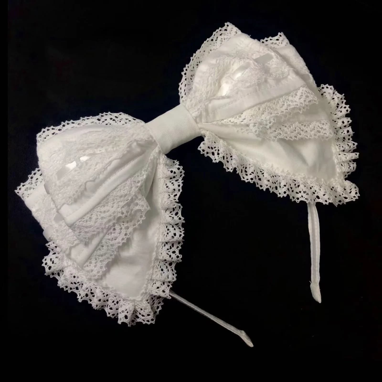 White Curtain with Lace Fiocco, Sweet and Nice French Retro Style, Lolita Style Hair Accessories for Women and Girls