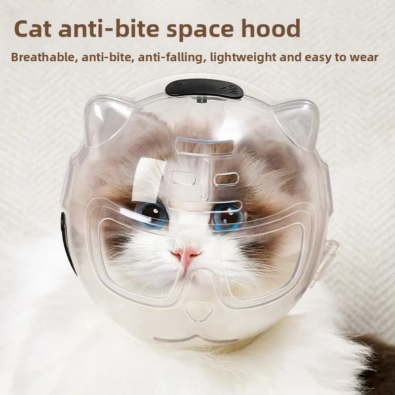 Cute Cat Space Cap Anti-Bite Lick Grooming Hood For Bath Nail Trimming Anti-Scratch Pet Supplies