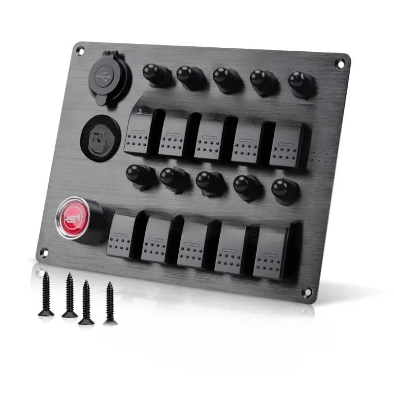 10 sets of marine rocker arm switch panel, horn button charger, voltmeter 12v marine switch panel, with car RV truck