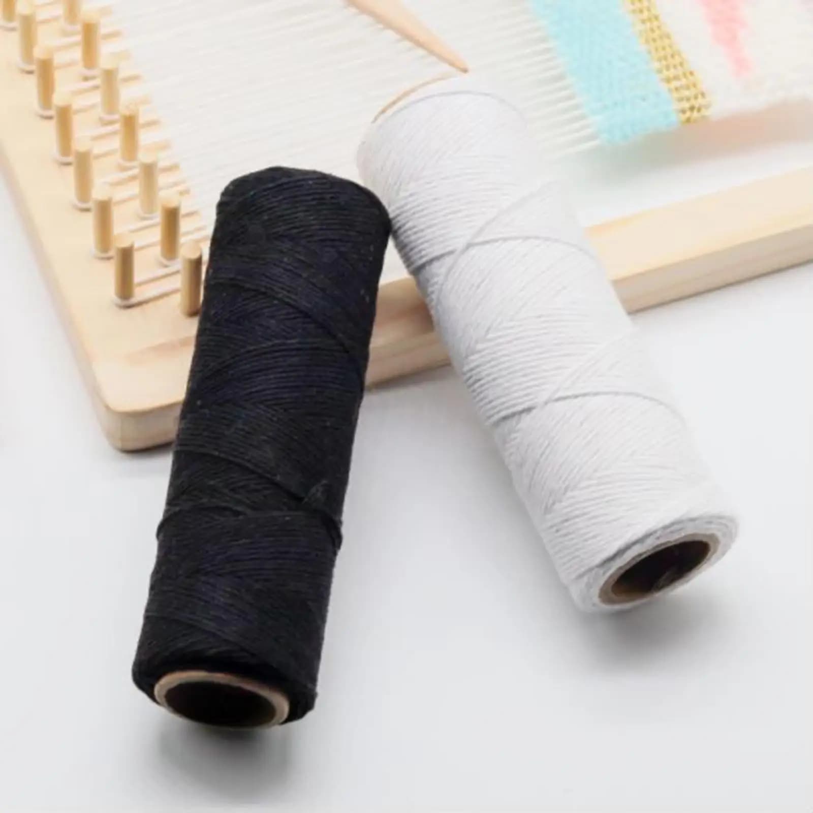 2x Weaving Loom Warp Thread 1mm Black White Warp Yarn for Crafts Blanket