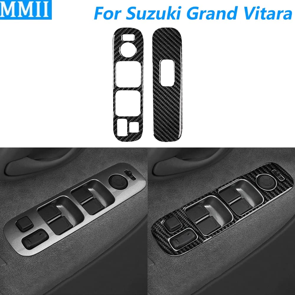 For Suzuki Grand Vitara 2003-2005 Carbon Fiber Window Lift Switch Button Control Panel Cover Decorative Car Accessories Sticker