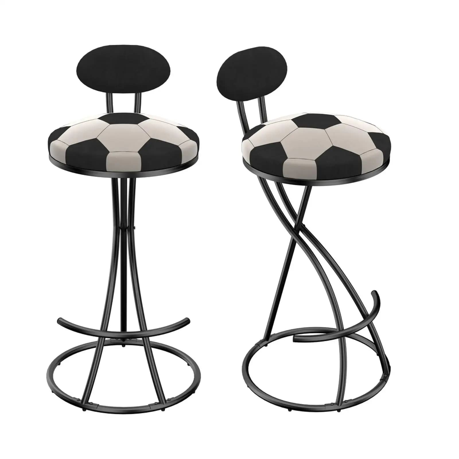 Set di Sgabelli da Bar in Velluto con Stampa Calcio, Sedie Imbottite Moderne per Cucina e Arredamento Bar