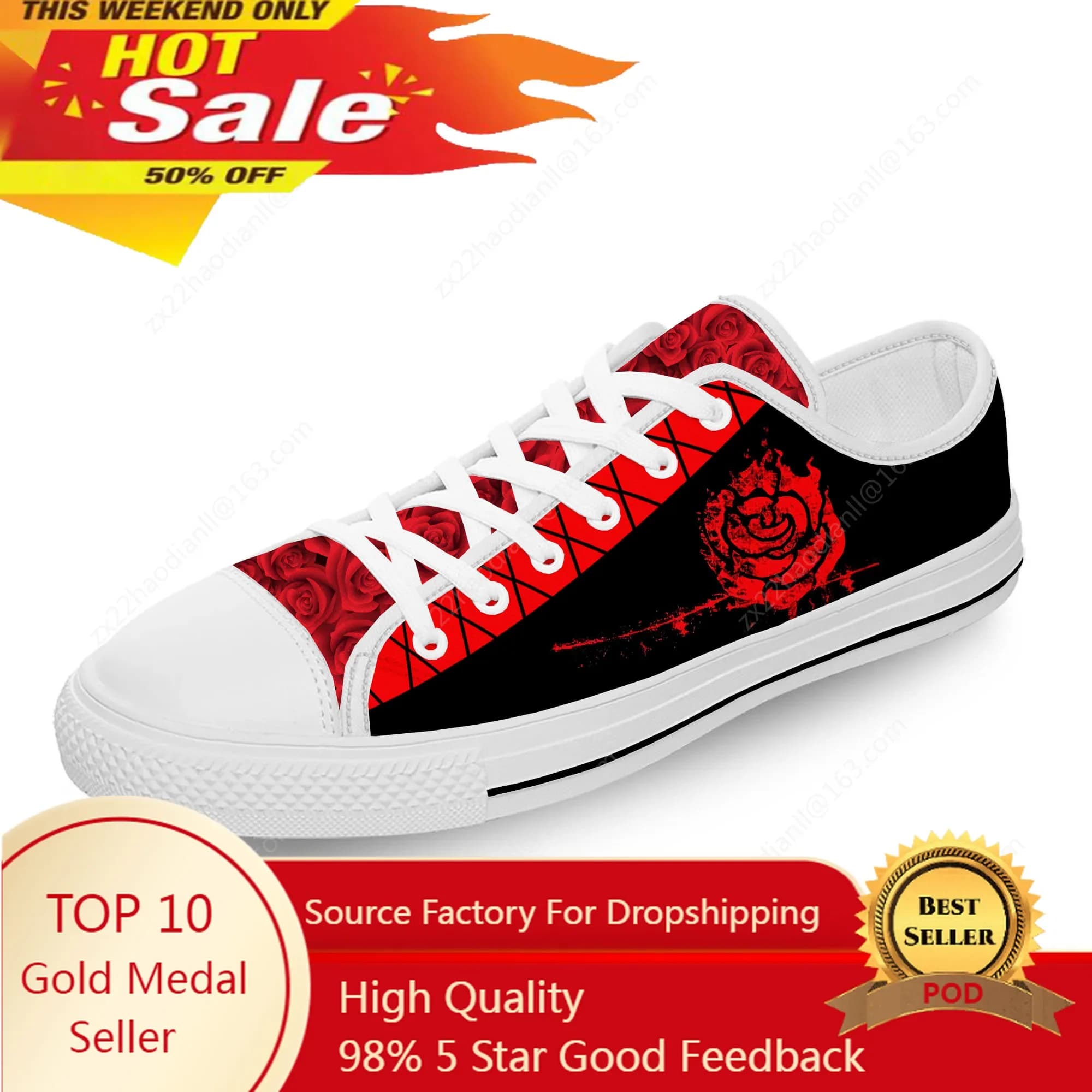 Ruby Rose Sneakers basse Uomo Donna Scarpe casual per adolescenti Tela da corsa Scarpe con stampa 3D Scarpe leggere e traspiranti Cosplay