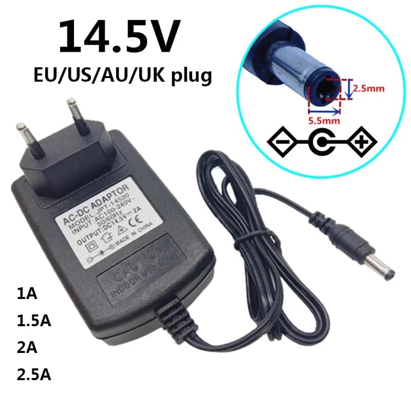 14.5V 1A 1.5A 2A 2.5A AC 100V-240V Convertitore Adattatore di Alimentazione DC 14.5 Volt 2000mA EU US UK AU Spina 5.5mmx2.1-2.5mm Commutazione