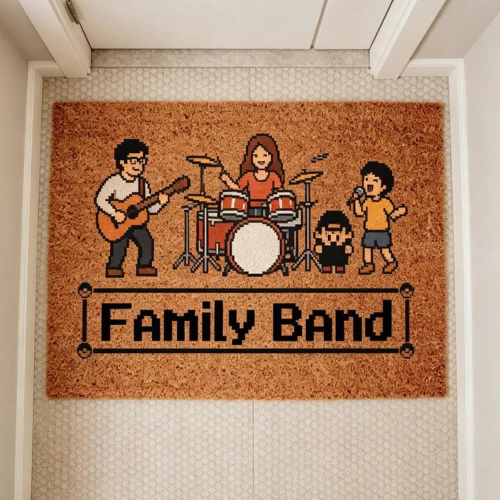 Custom Family Photo Mat Personalized Picture Doormat for Front Porch Entry Way Indoor Rug Decor