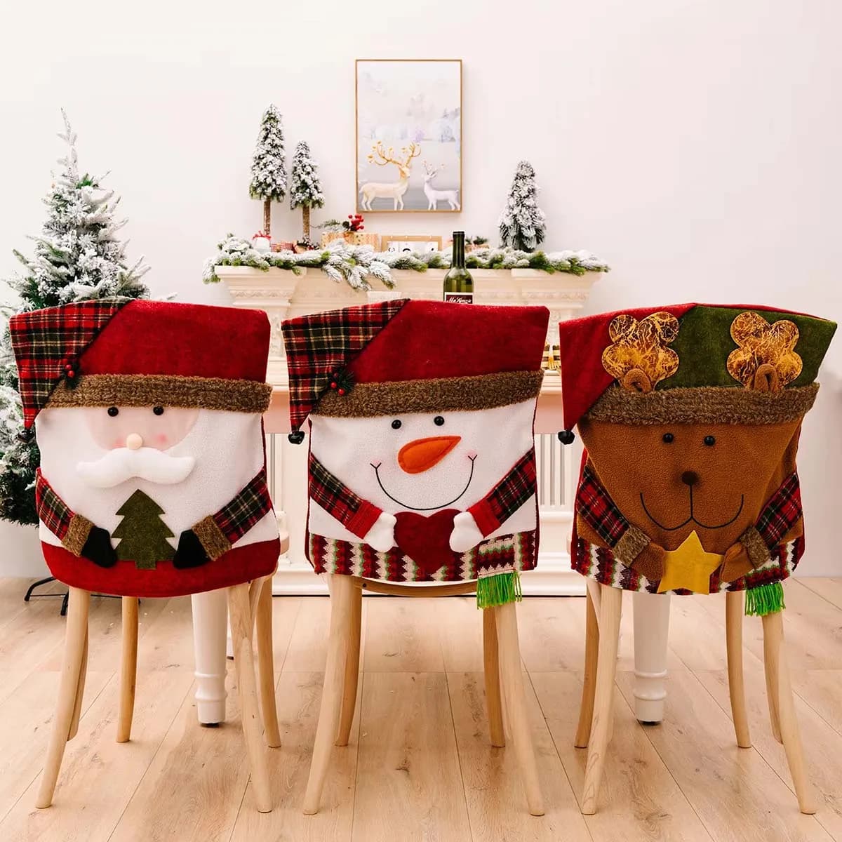 Set di sedie decorative natalizie Set di sgabelli Nuova fodera per sedia per bambole Arredamento decorativo per la casa europeo e americano