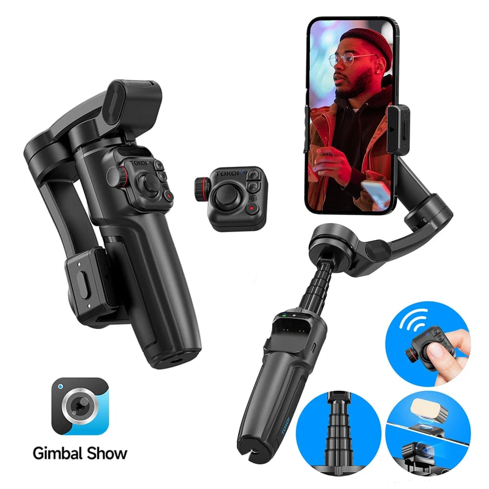 M05 Stabilizzatore cardanico a tre assi con tracciamento facciale Asta telescopica incorporata Smart Follow Treppiede professionale anti-shake Selfie Stick
