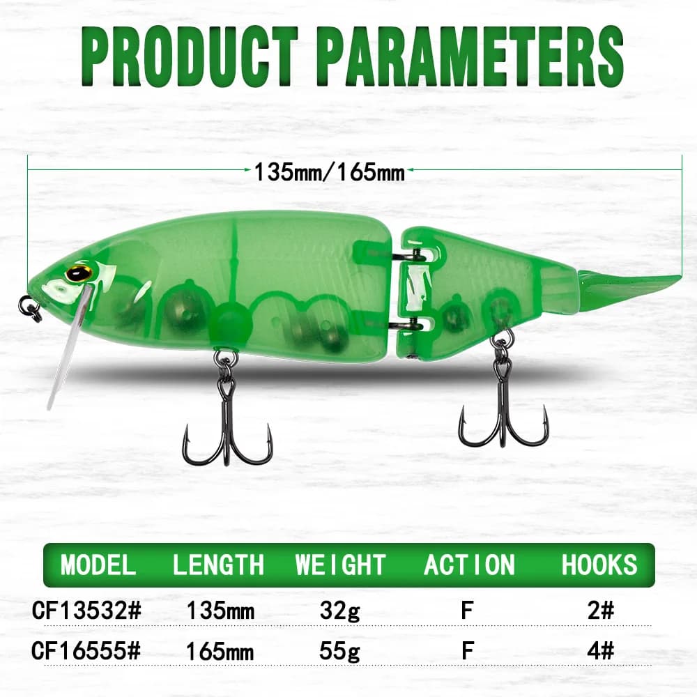 CF LURE esca snodata luminosa 165mm 55g/135mm 32g Shad Glider Swimbait esche da pesca Hard Body Floating Bass Pike Fishing Bait